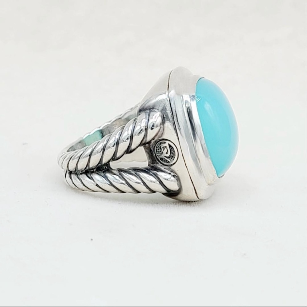 David Yurman Albion 17mm Aqua Chalcedony Ring - Picture 3 of 9